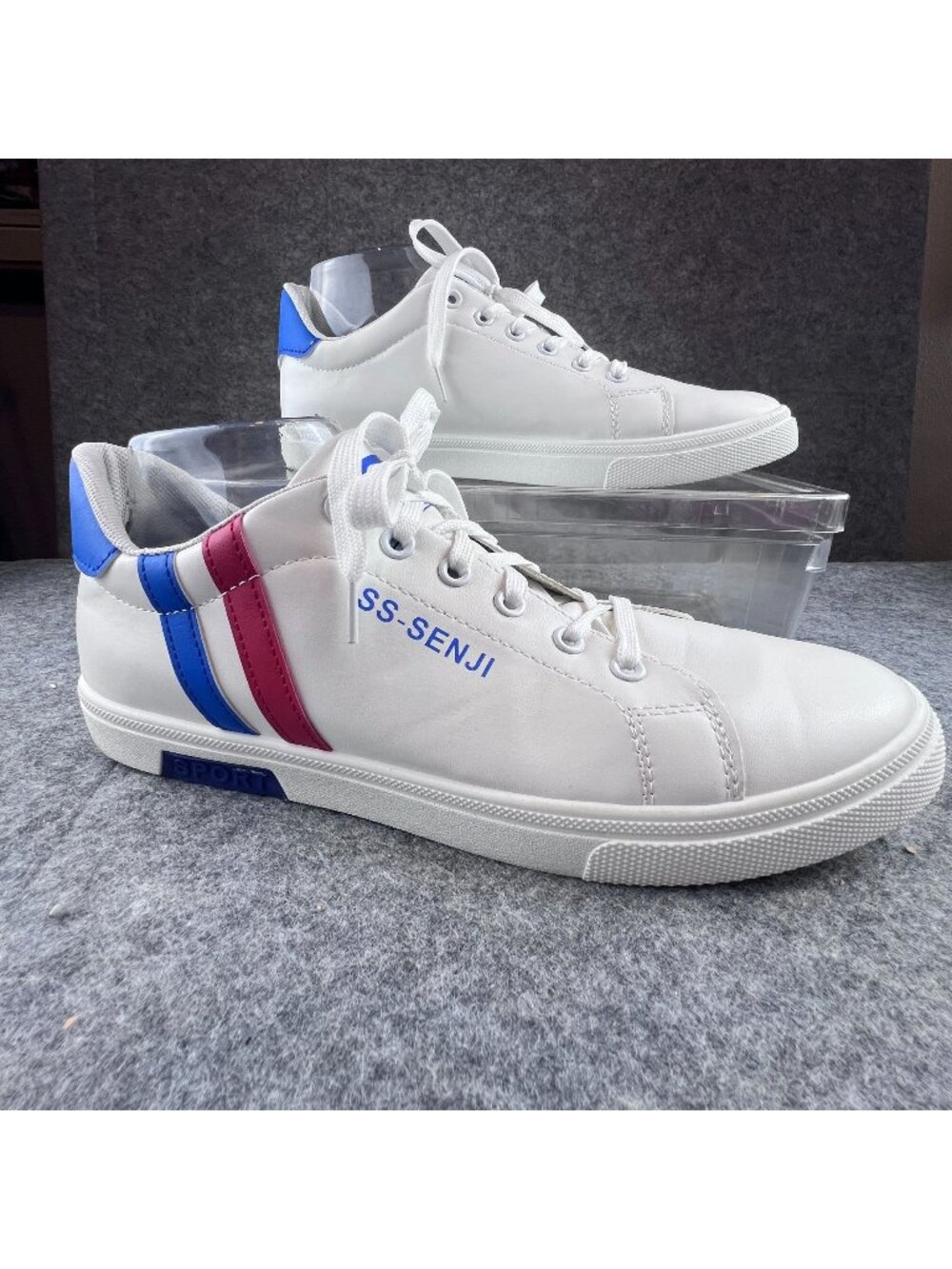 Men's 46 Breathable Sneakers Casual Flats White Tennis Lace-up Shoes Lightweight